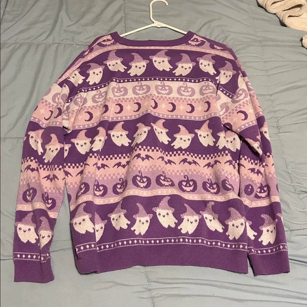 Sweet Society Hot Topic pink and purple ghost Halloween sweater size small - Picture 4 of 4